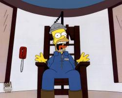 Homer screaming in an electric chair